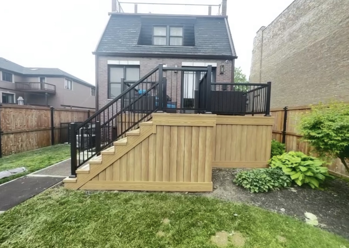 Cedar Deck & Black Railings